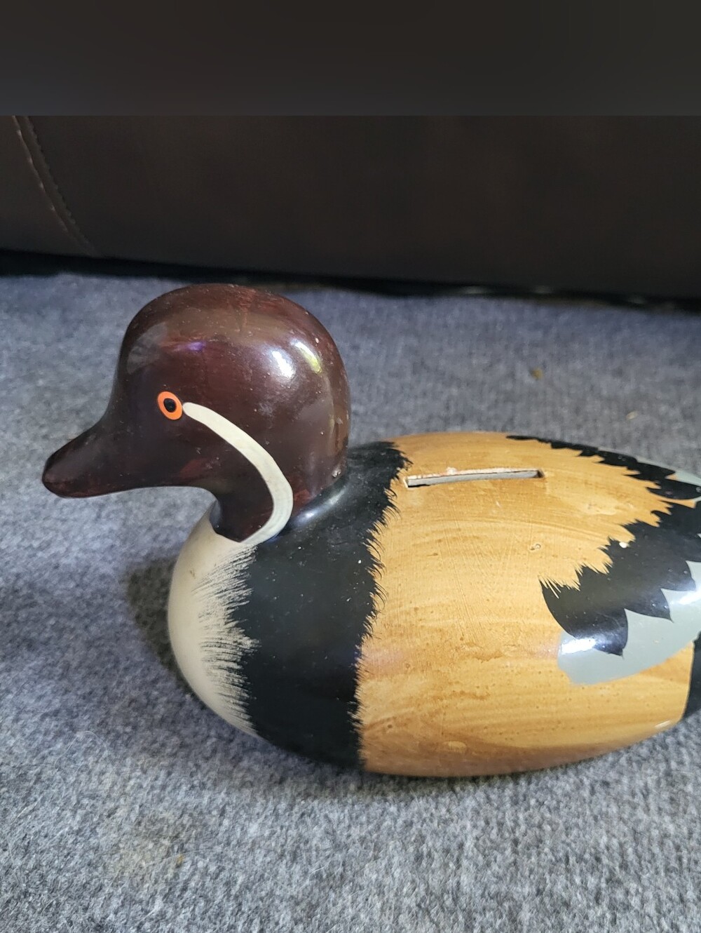 Vintage Ceramic  Duck Bank - Brown & Black Home Accent